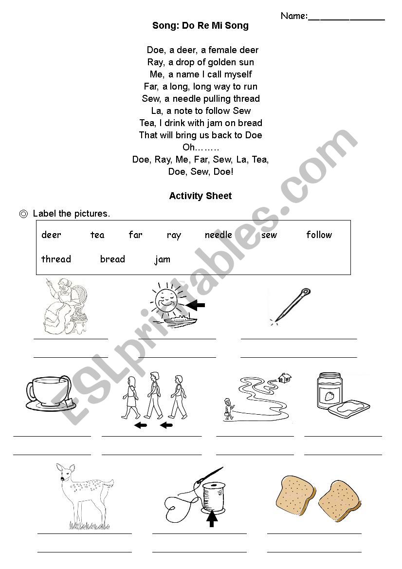 Do Re Mi Song Worksheet worksheet