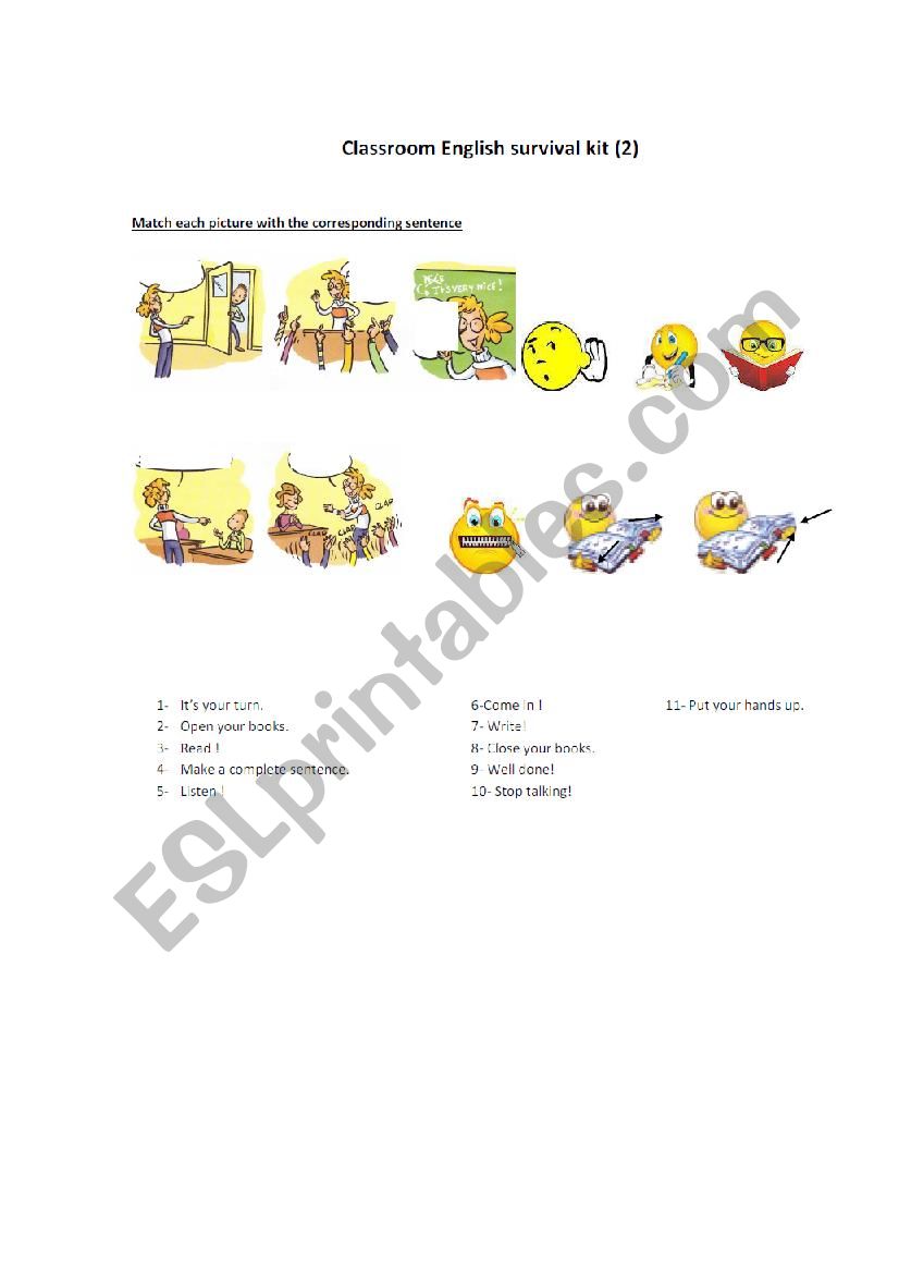 Classroom English worksheet