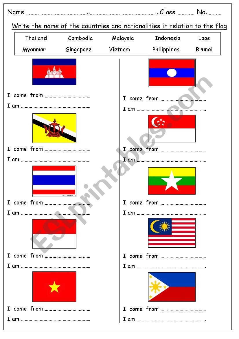 Asean worksheet