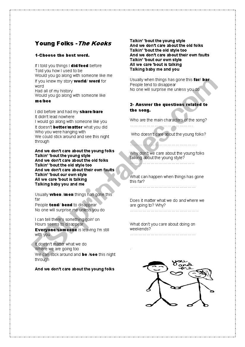 Young folks worksheet