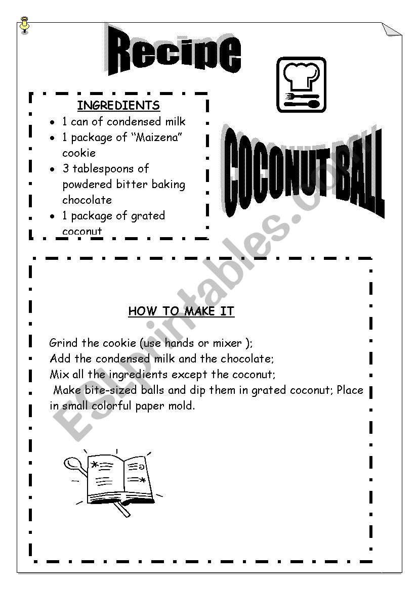 Recipe coconut ball worksheet