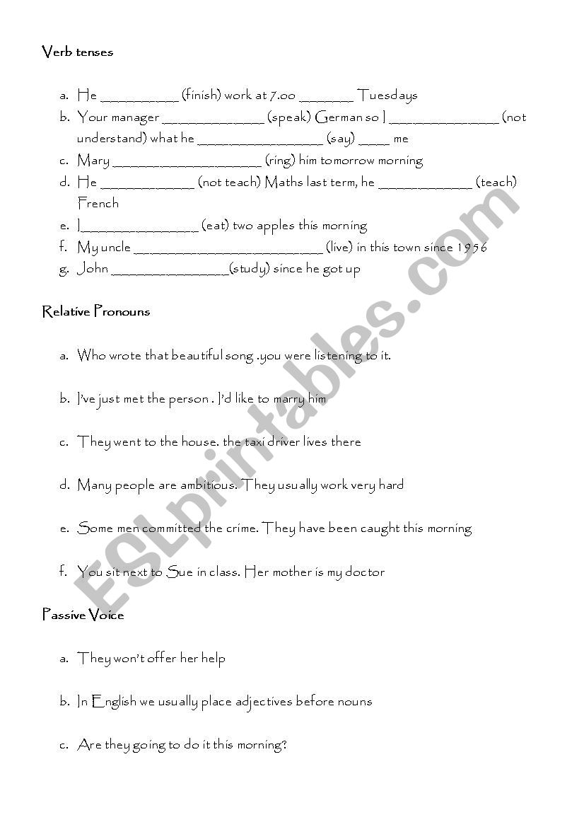Review 1st course high school worksheet