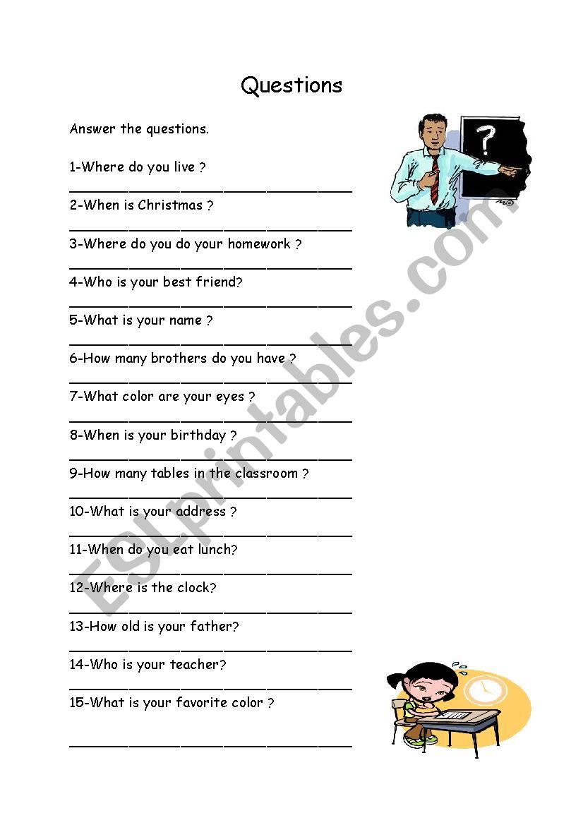 Printable Questions For Kids