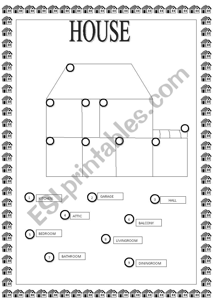 ROOMS IN A HOUSE worksheet