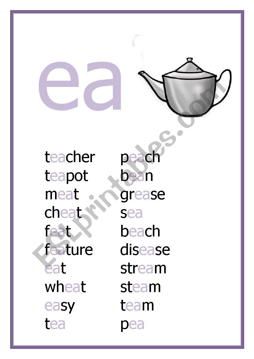 EA Reading flashcard worksheet