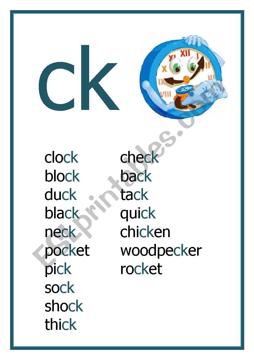 CK Reading flashcard worksheet