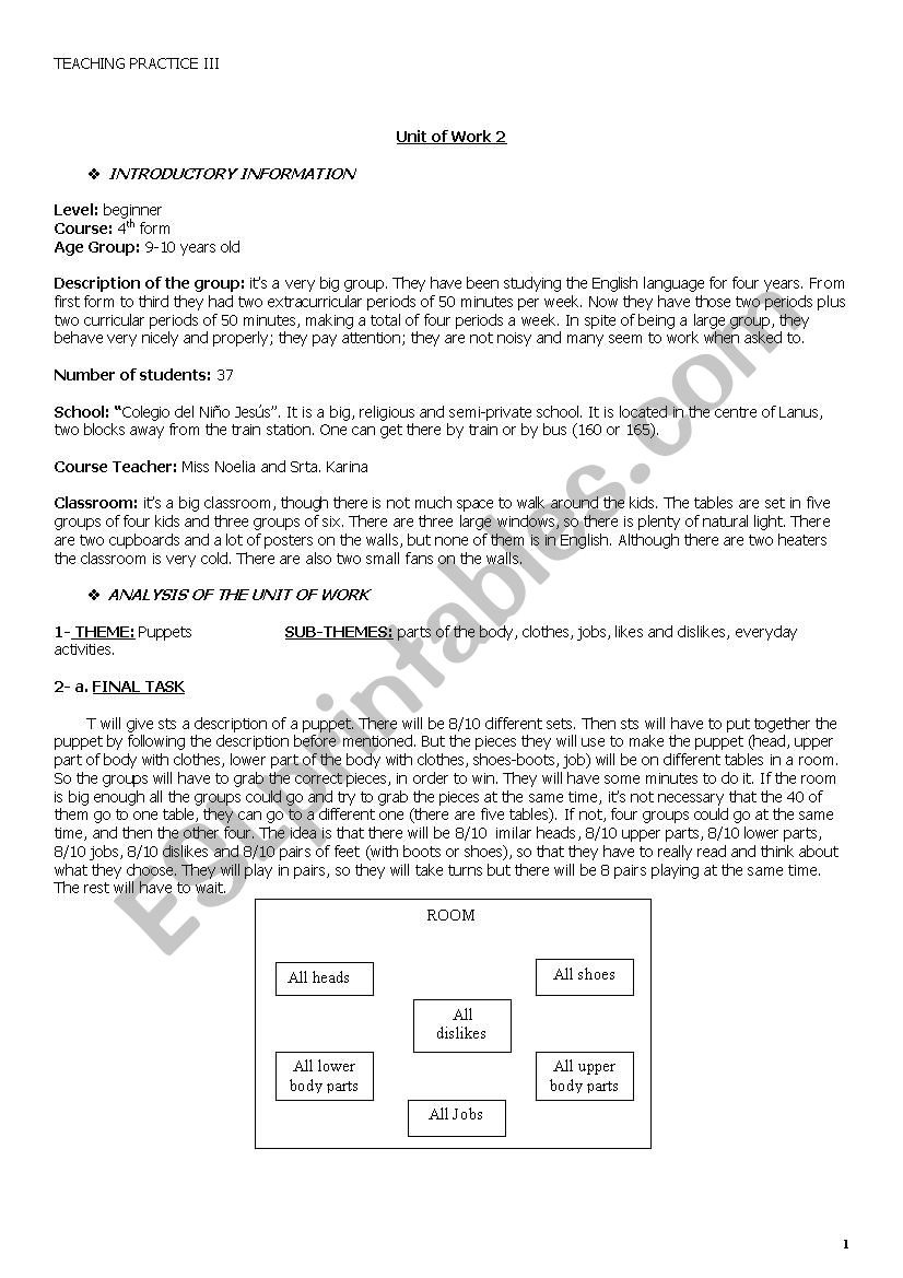 Puppets worksheet