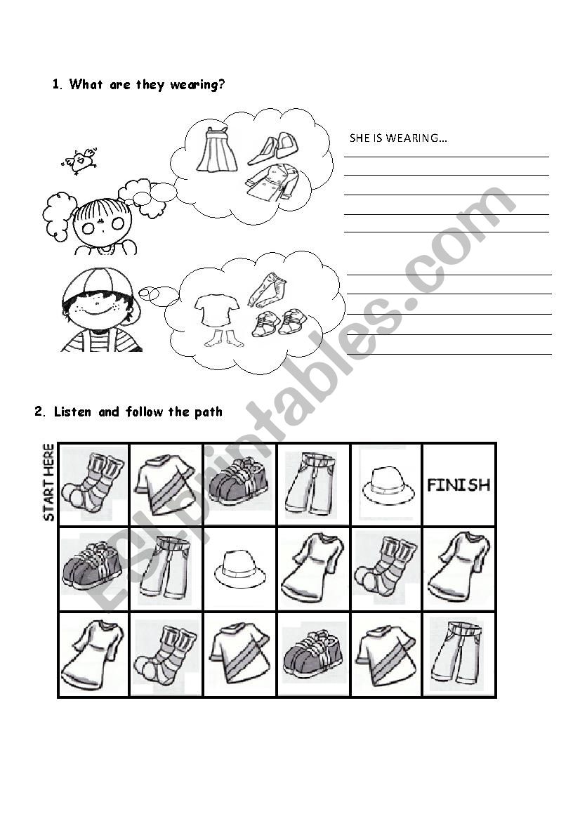 Clothing activity worksheet