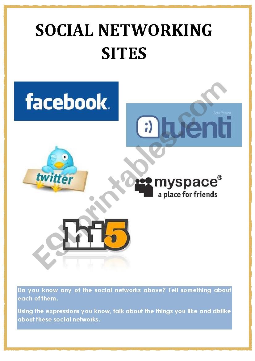 Social Networks worksheet