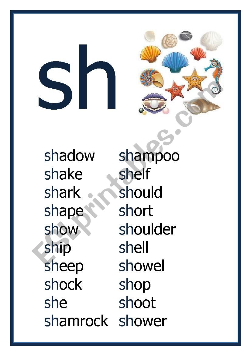 SH reading flashcard worksheet