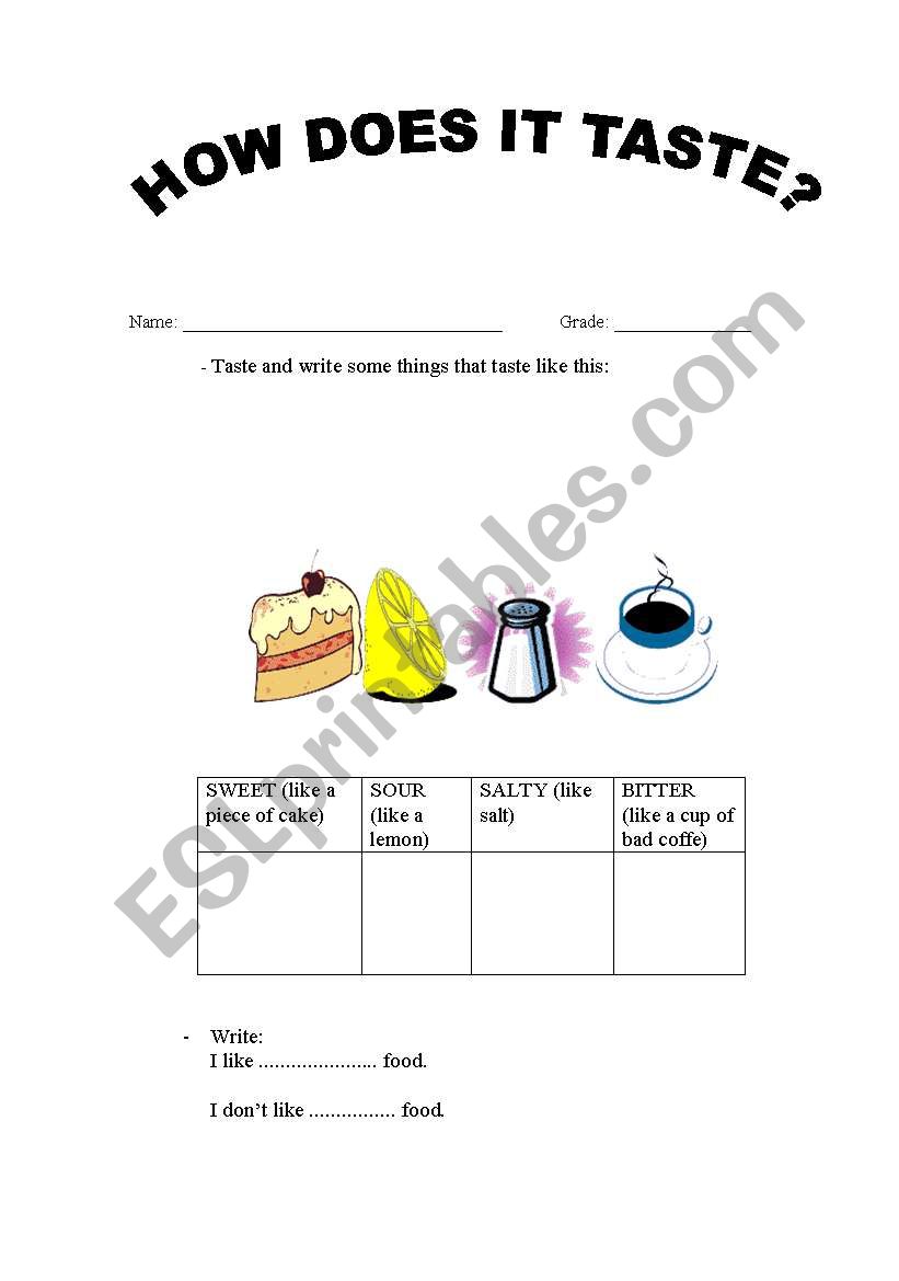 how does it taste? worksheet