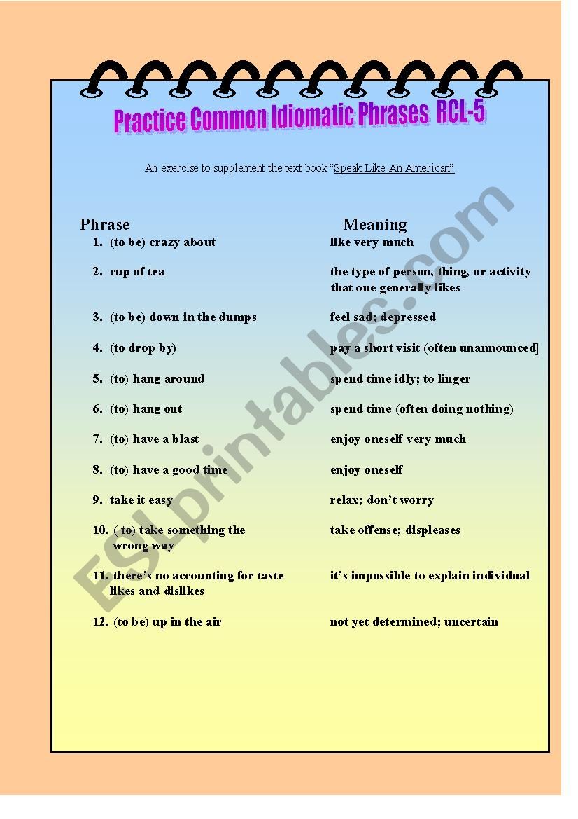 Practice Common Idomatic Phrases RCL-5