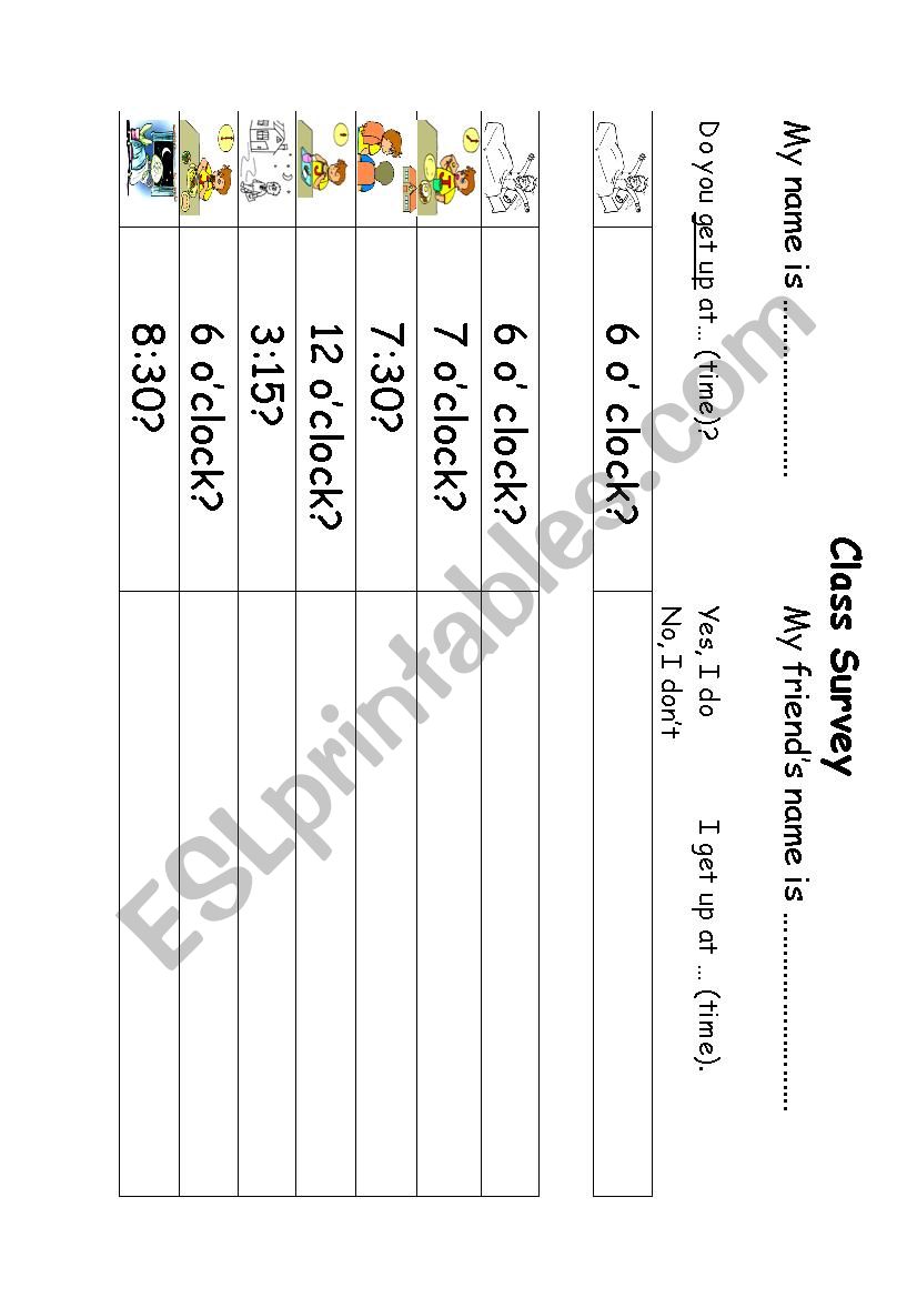 Class Survey - Daily Routines & Times