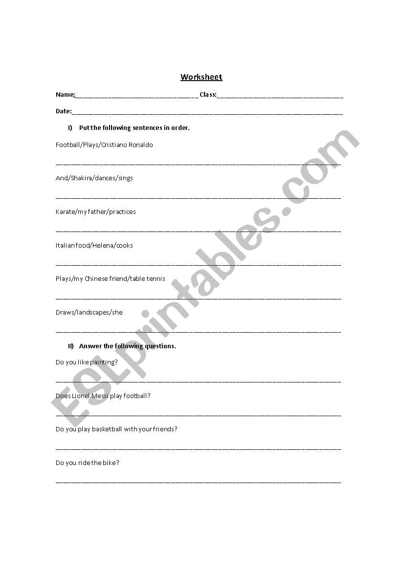 present simple worksheet