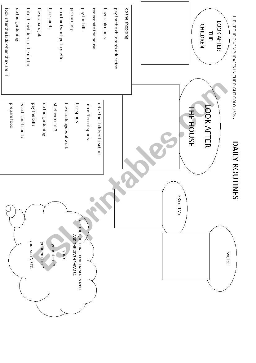 daily routines/present simple worksheet