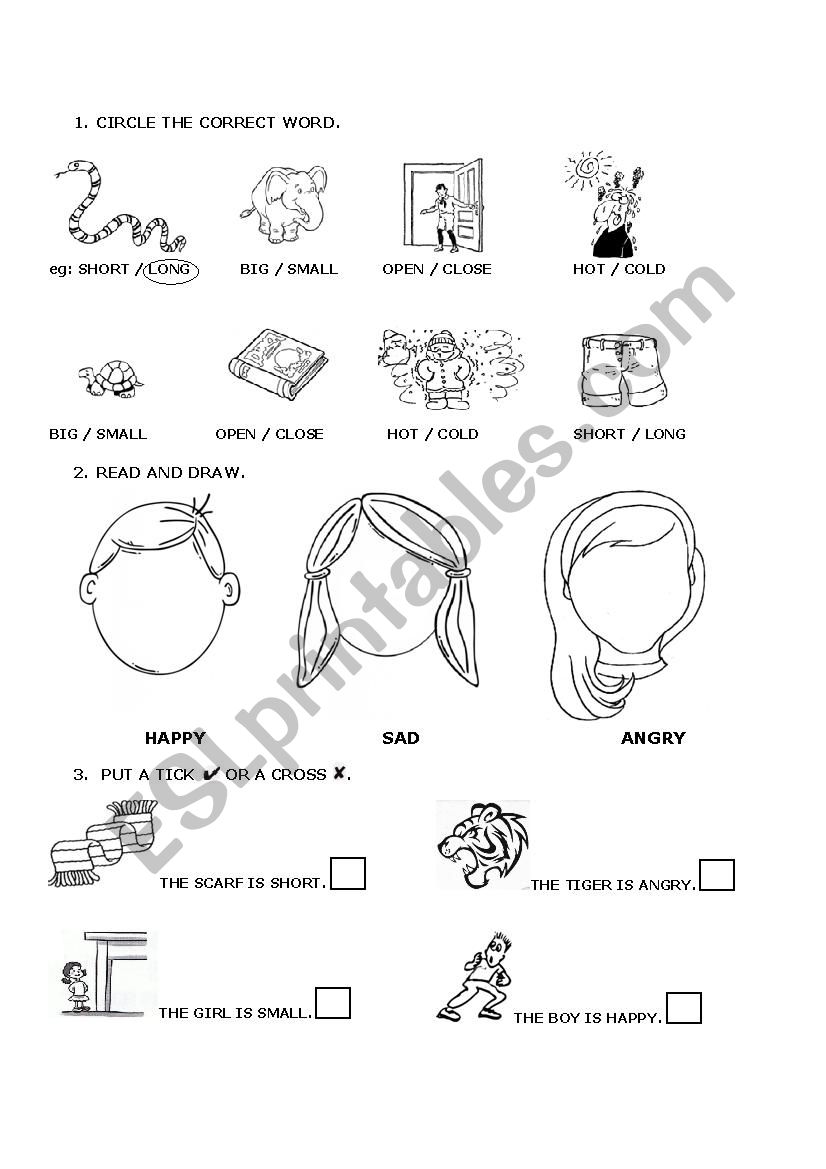 adjectives and feelings worksheet