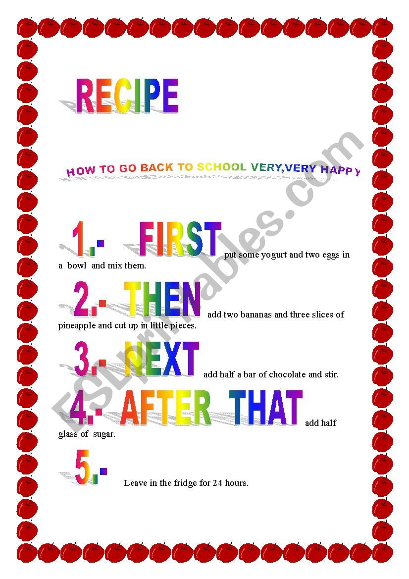 RECIPE worksheet