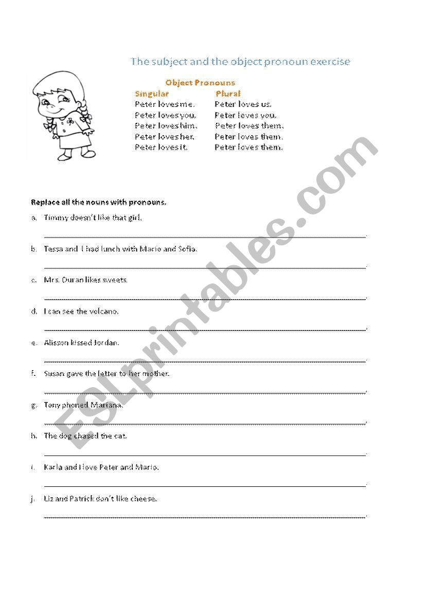 Object Pronouns exercise worksheet