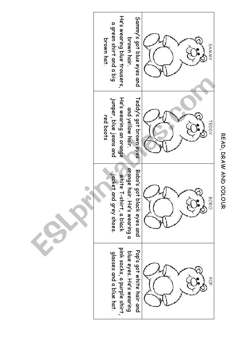 Teddy bears worksheet