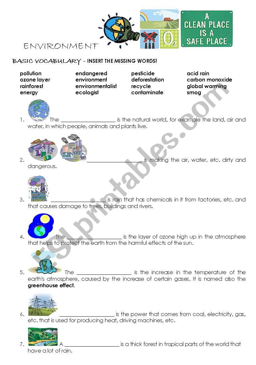 ENVIRONMENT - BASIC VOCABULARY