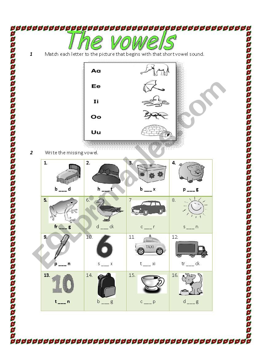 Vowels worksheet