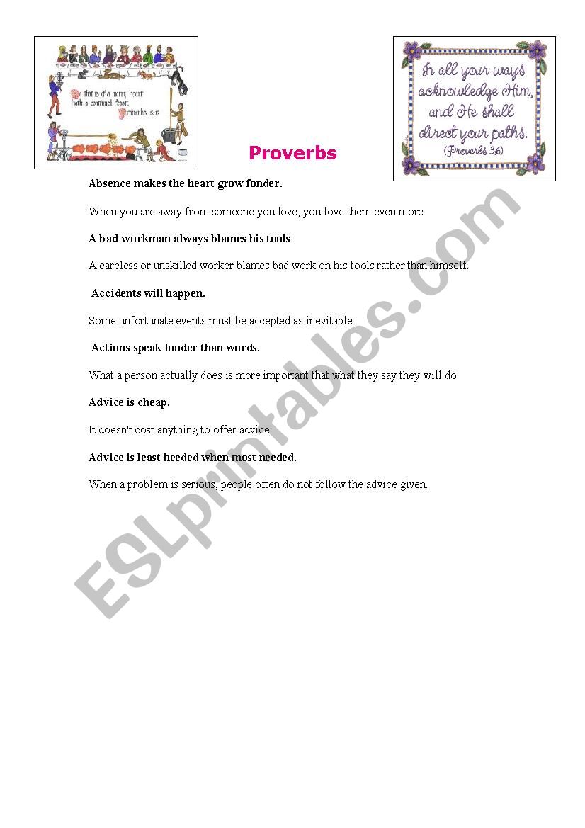 english proverbs worksheet