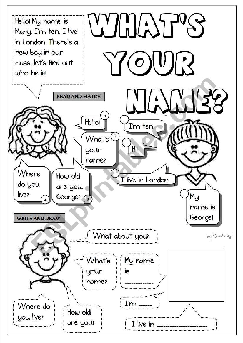 personal info worksheet