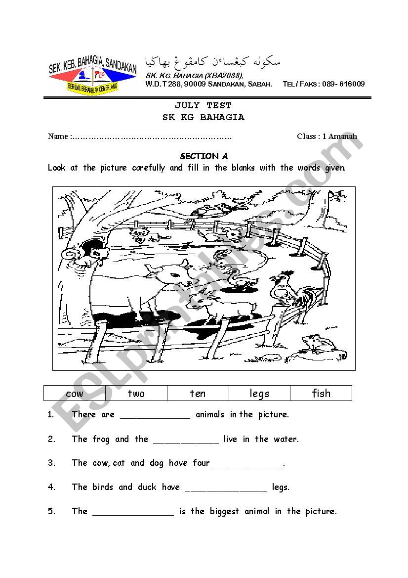 Year One English Worksheets