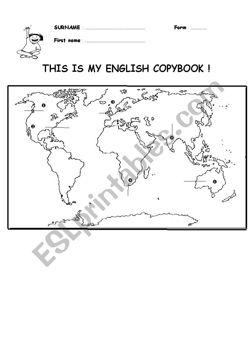 English Copybook - front page worksheet