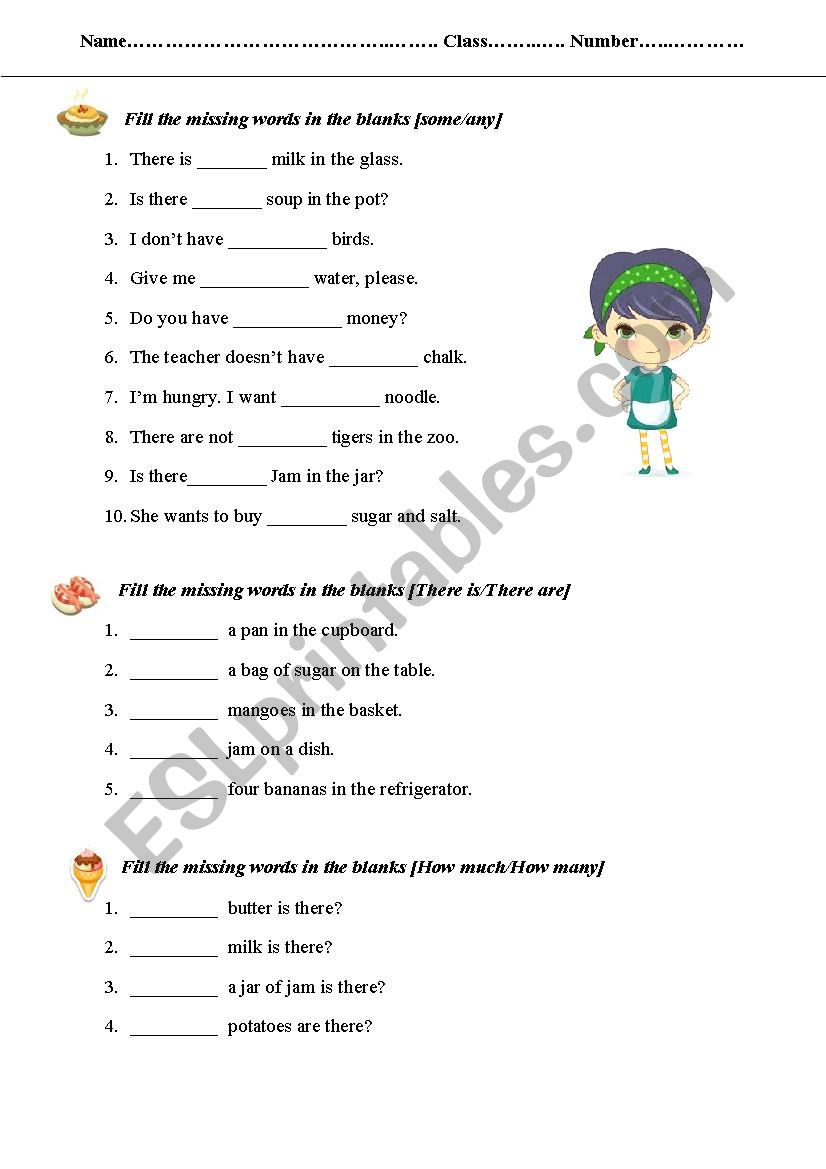 Some, any worksheet