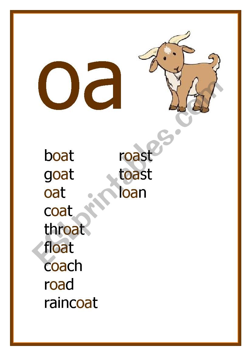 OA reading flashcard worksheet