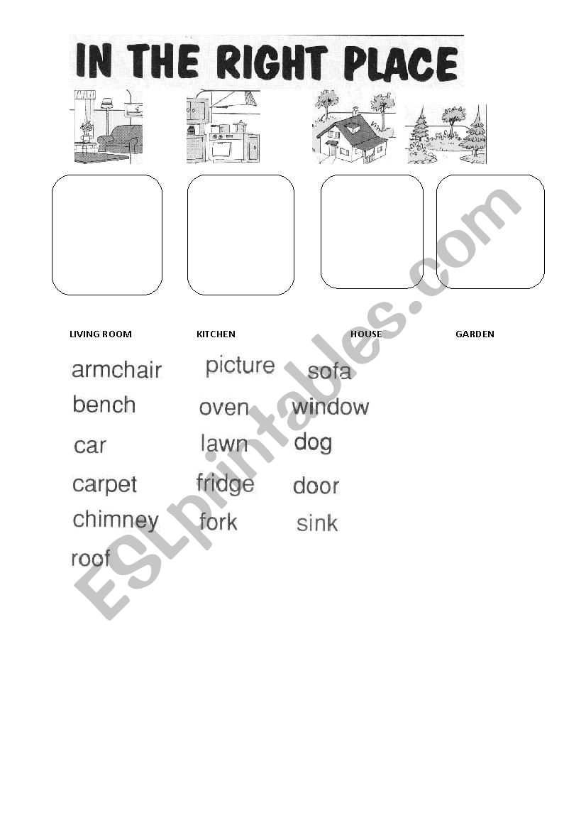 in the right place worksheet