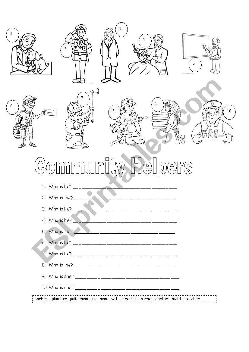 Community Helpers worksheet