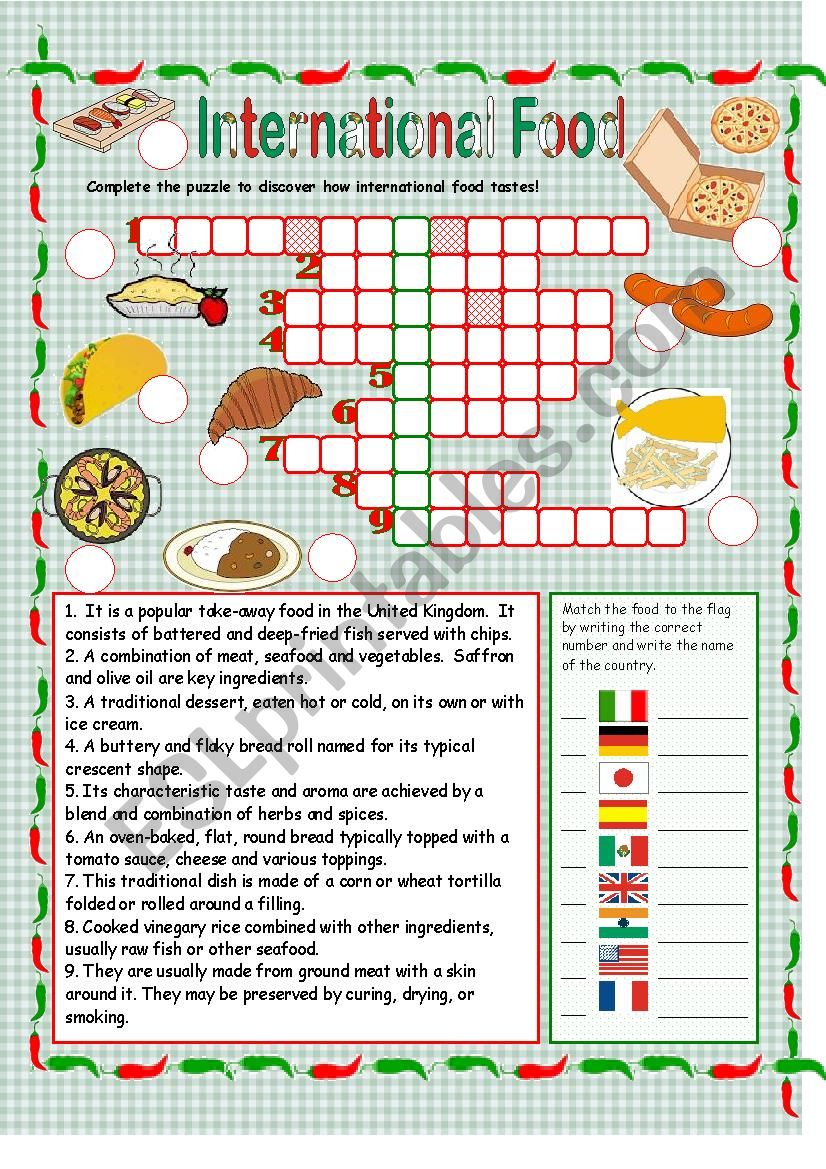 International Food worksheet