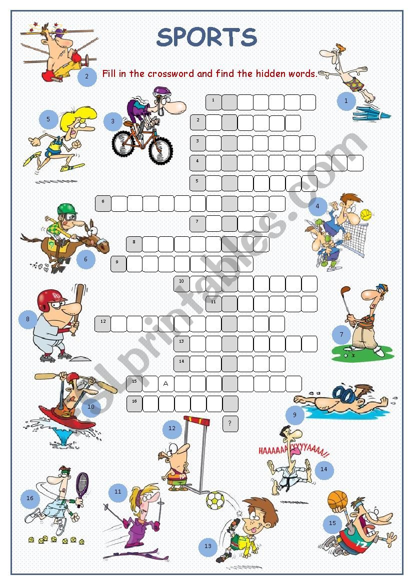 Sports Crossword Puzzle worksheet