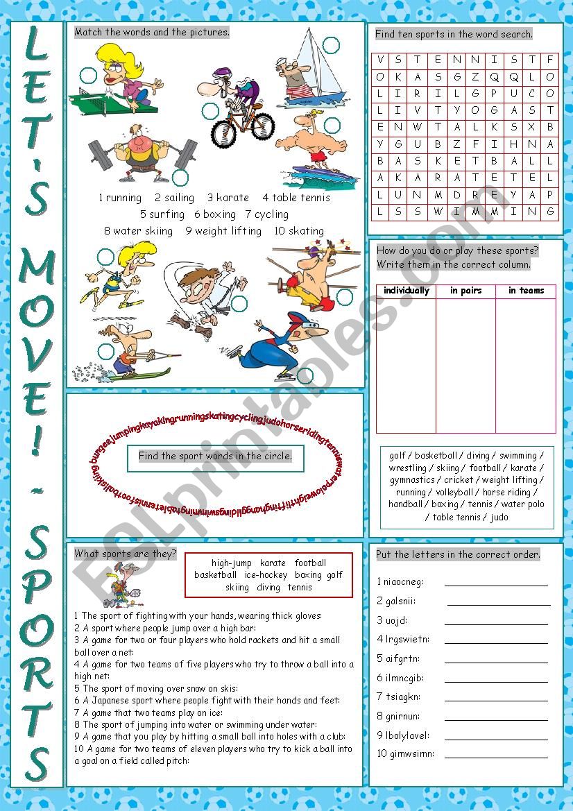 Sports Vocabulary Exercises worksheet