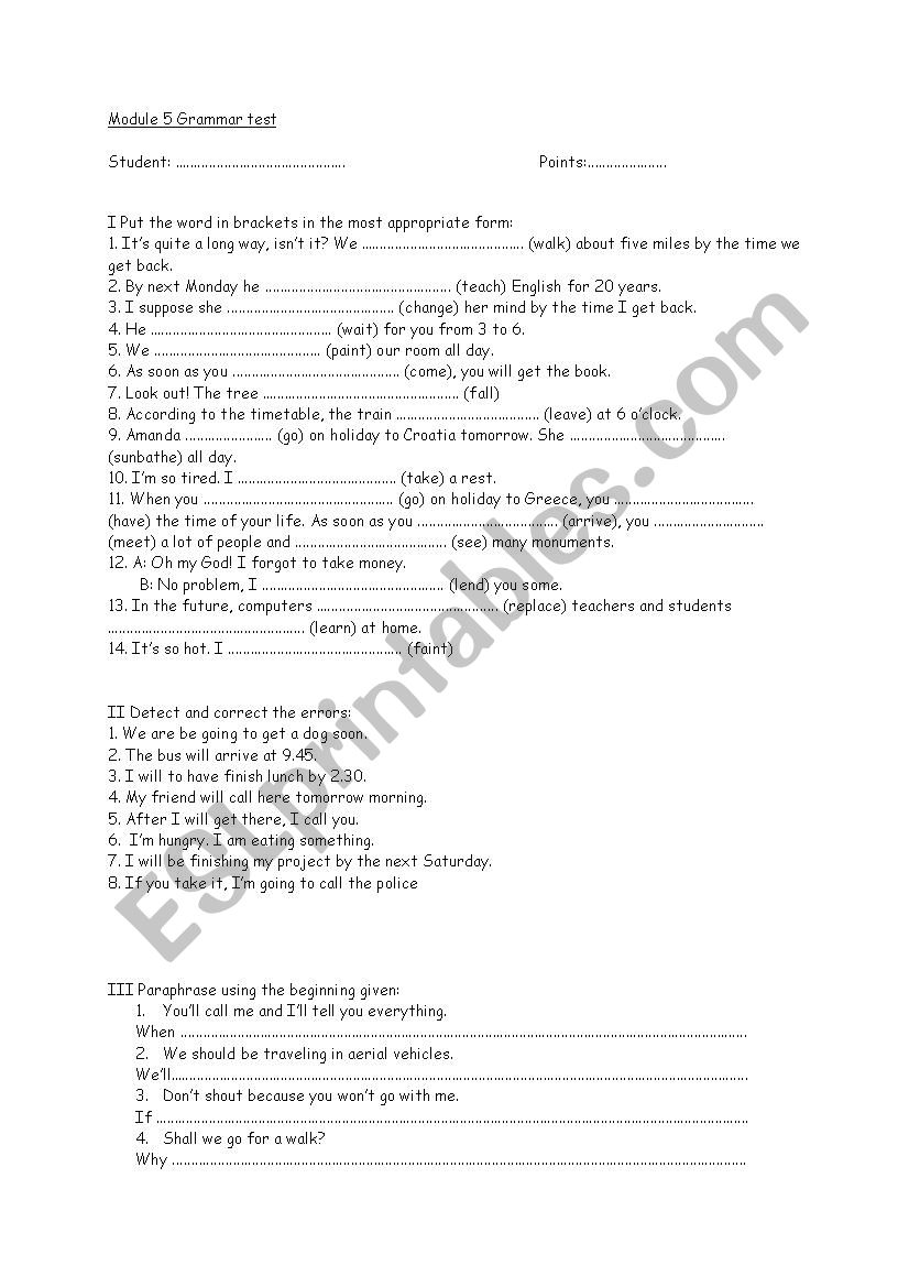 Future tenses  worksheet