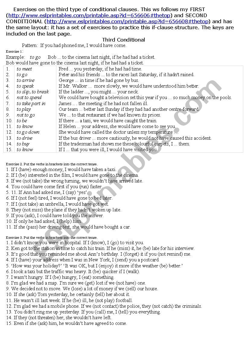 Conditional 3 worksheet