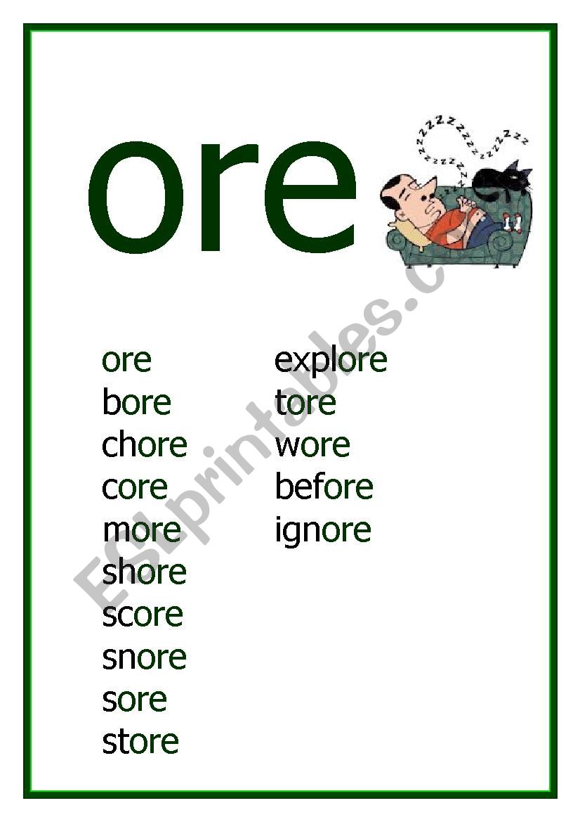 ORE Reading worksheet worksheet