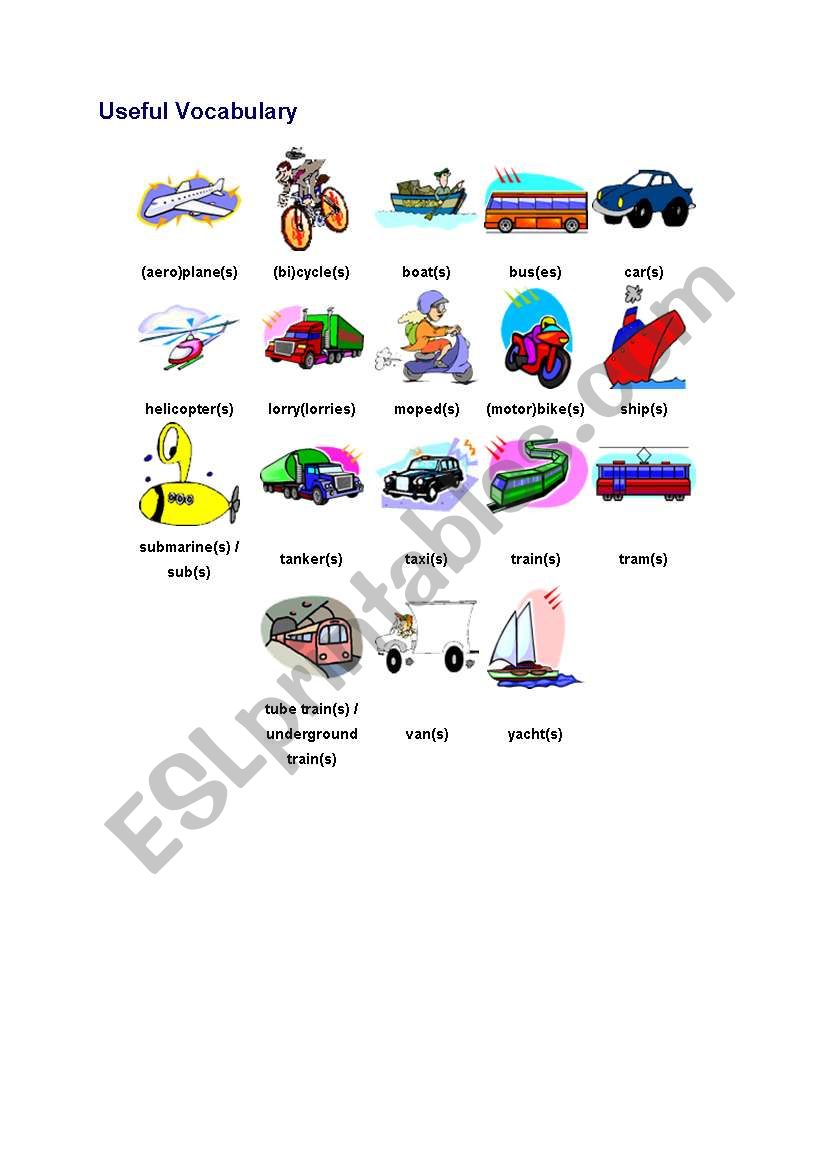 transportation worksheet