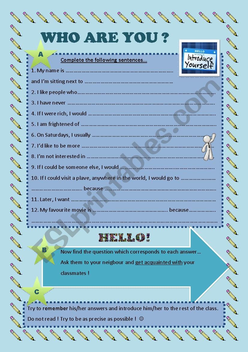 Who are you? worksheet