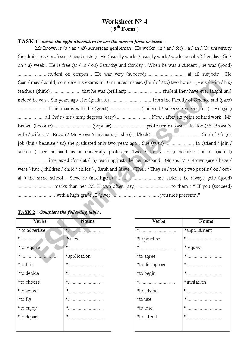 9th Form worksheet 4 worksheet