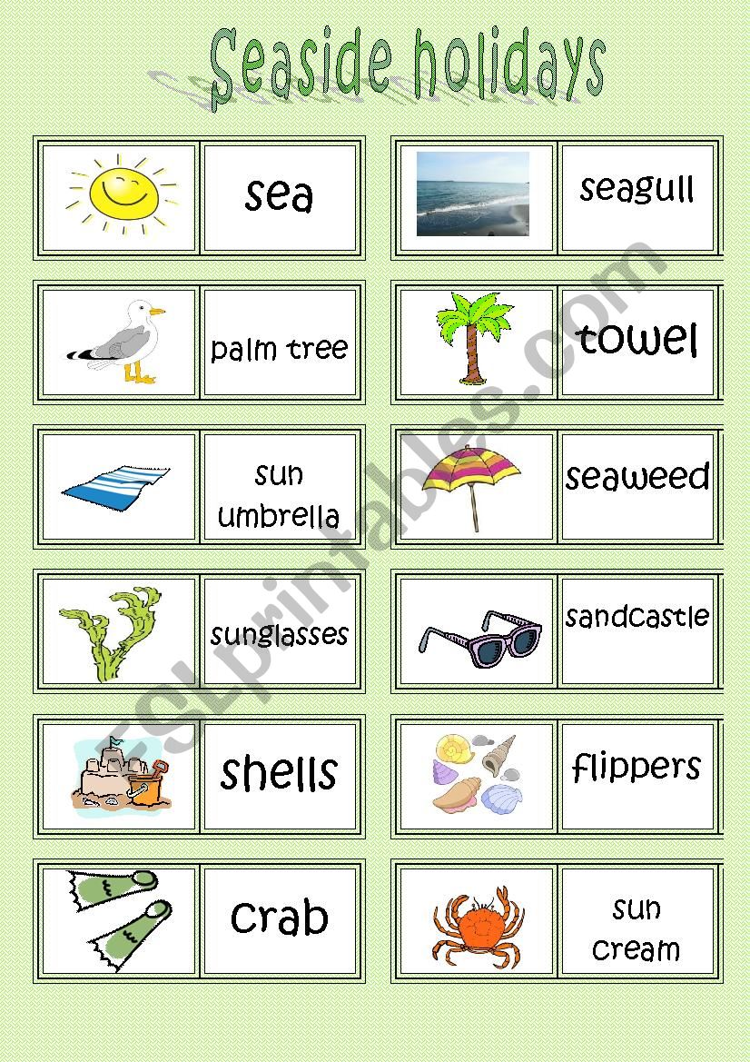 Seaside Holydays DOMINO worksheet