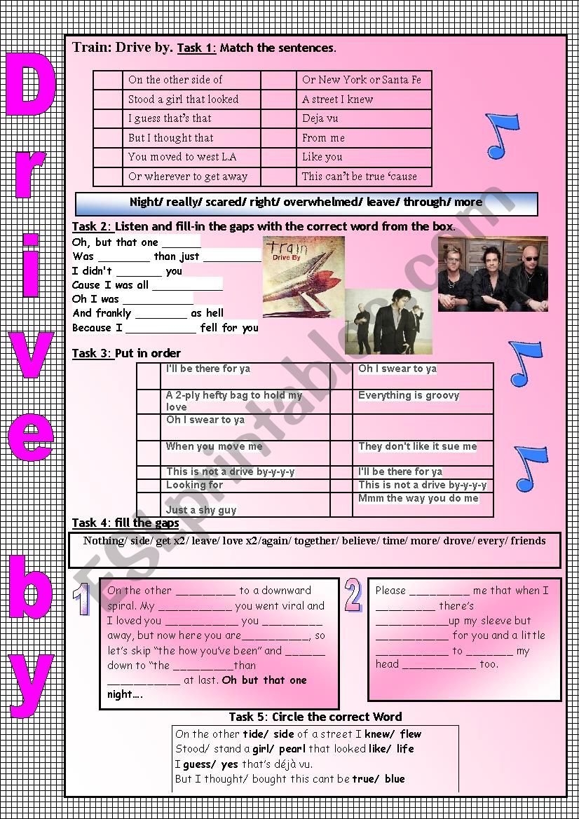 Drive by (Train) worksheet