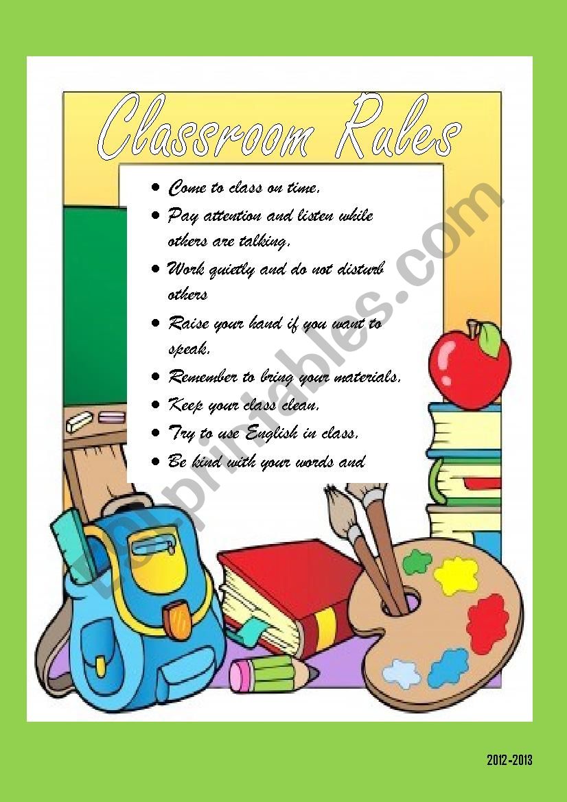 classroom rules worksheet