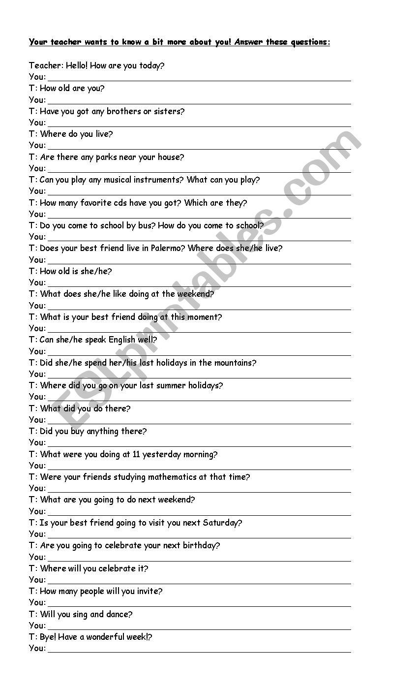 Interview worksheet