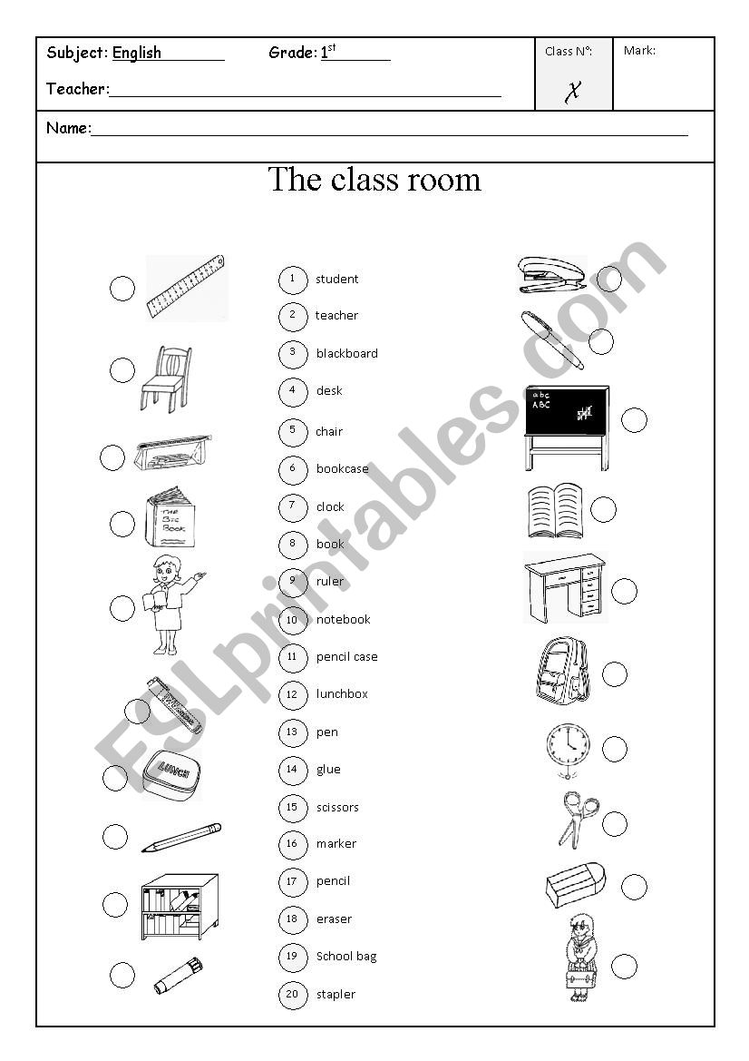 CLASS ROOM OBJECTS worksheet