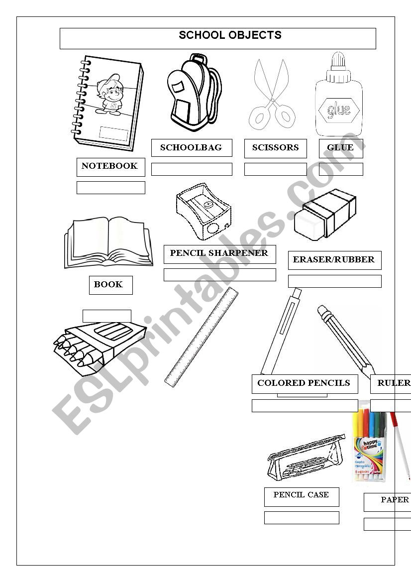 SCHOOL OBJECTS worksheet