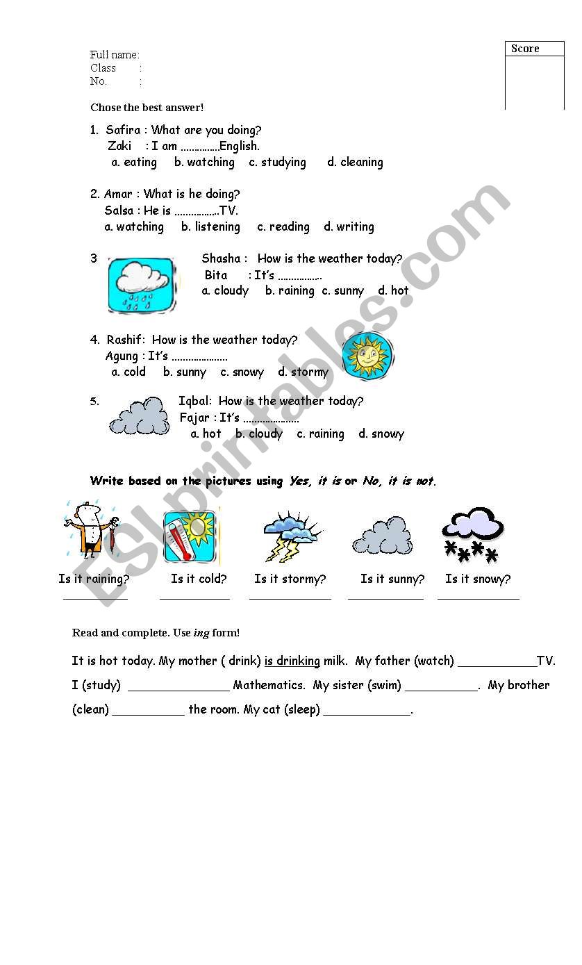 HowÂ´s the Weather Today? - ESL worksheet by Dearestra Honeybee