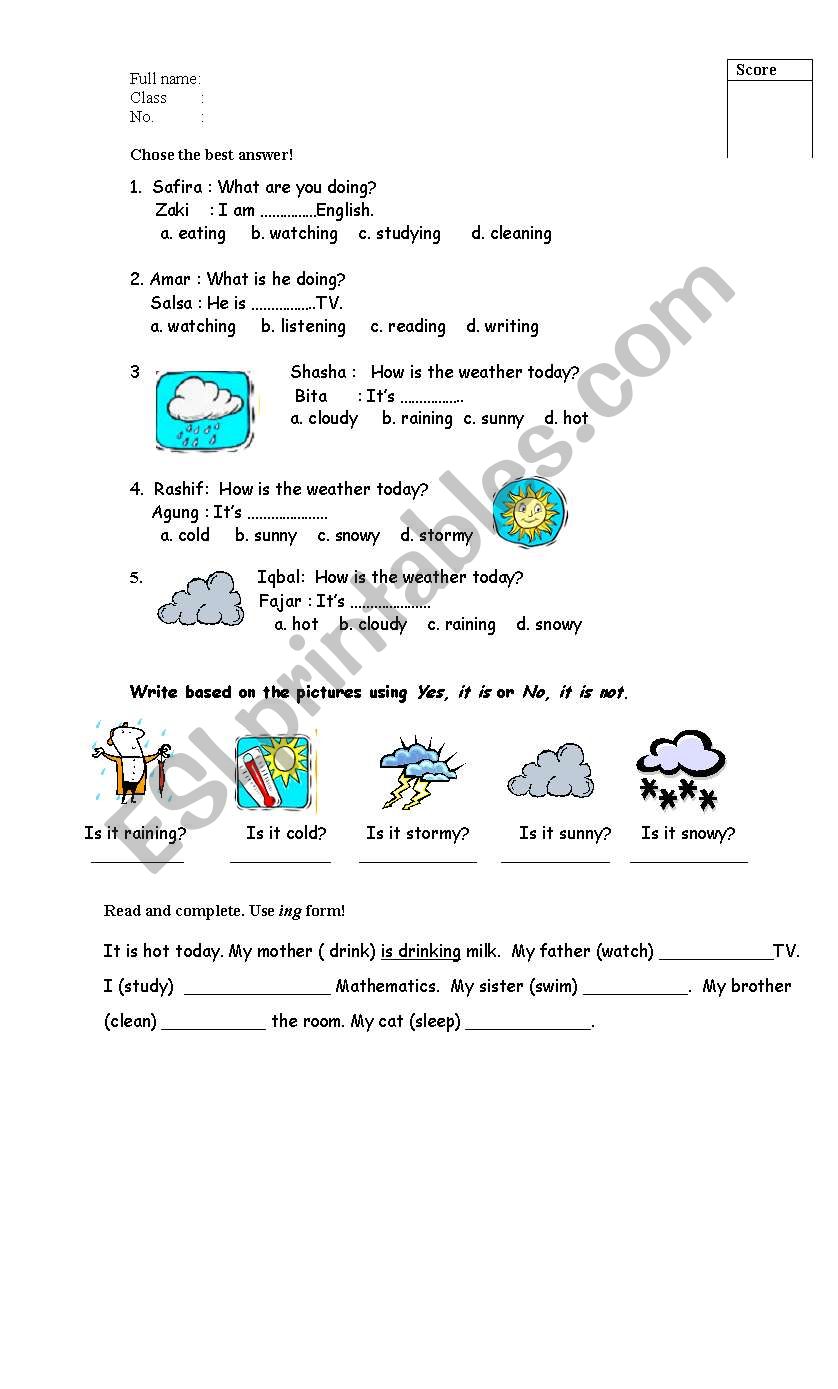 Hows the Weather Today? worksheet